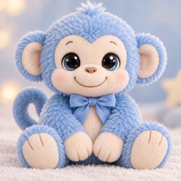 Boneka Monyet Biru Lucu